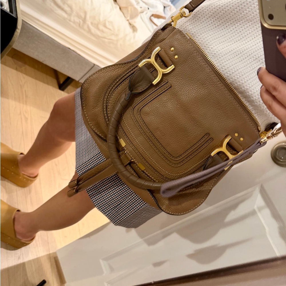 Chloe "Marcie" small satchel bag in grained calf leather